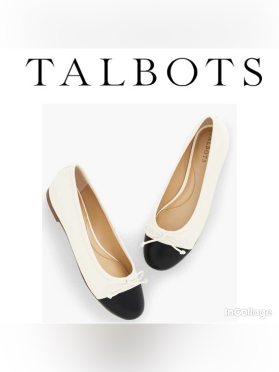 Talbots Shoes - Talbots Leather Cap Toe Nappa Bow Ballet Flats